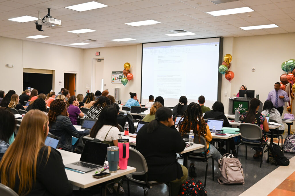 Nursing students attending first day of class.