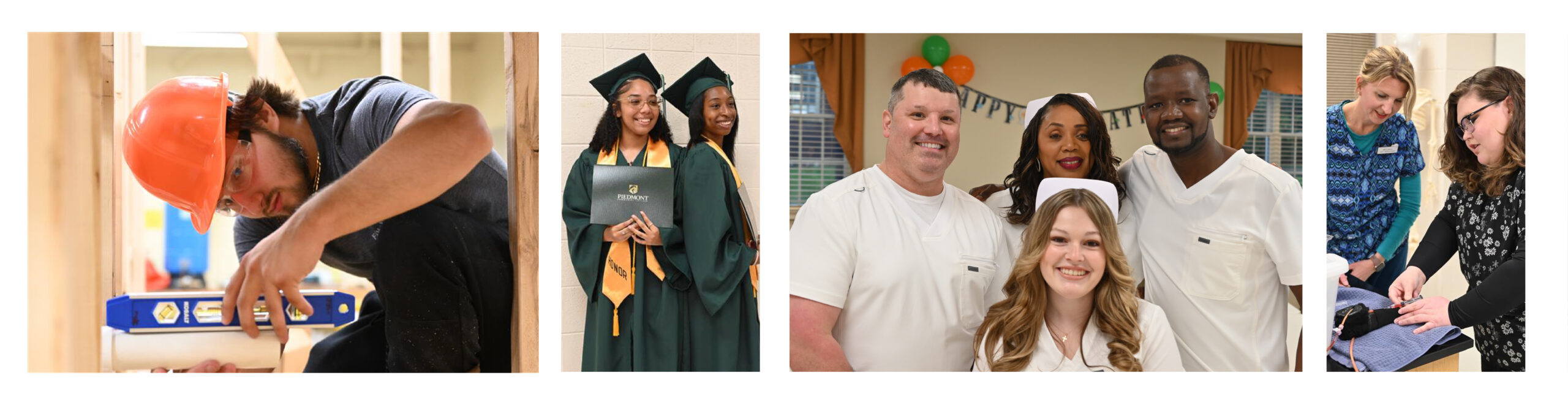 Collage of students from different departments and two graduate students.