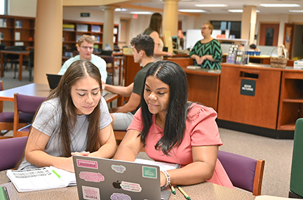 PCC students studying together in the Learning Commons.